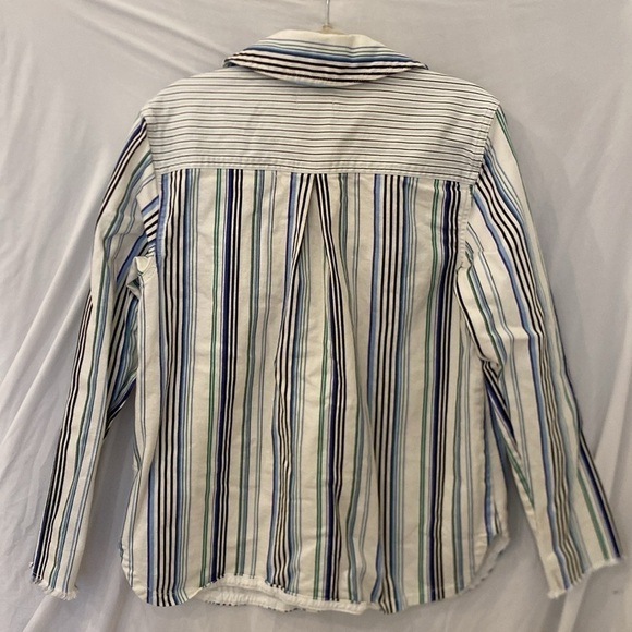 Maeve by Anthropologie Denim Shirt Jacket White Blue & Black Stripes medium - Picture 8 of 8